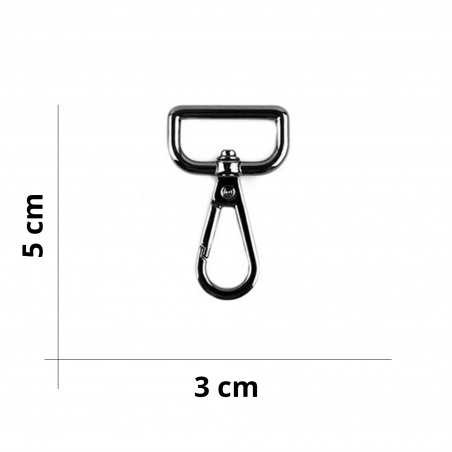 Metal Carabiner for Bag Handles and Key Rings - Size 3x5 cm - Gunmetal