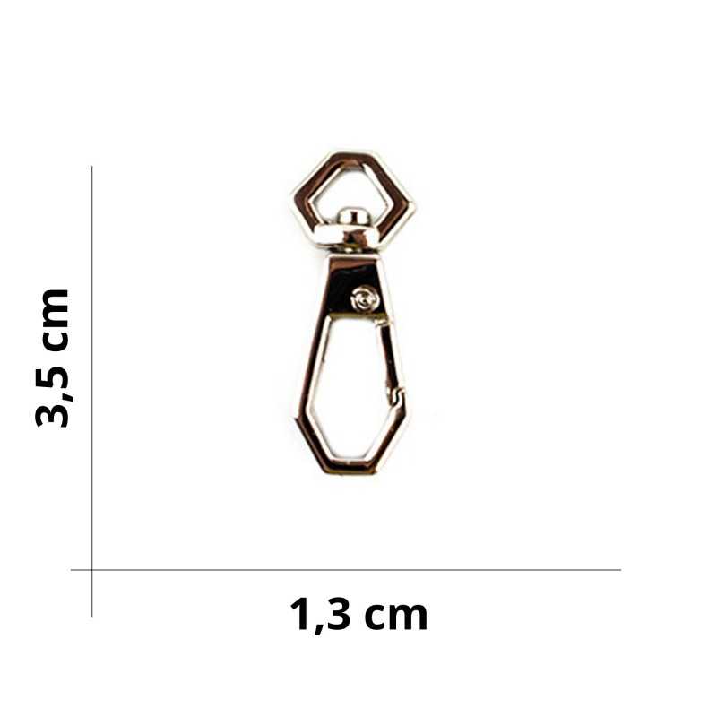 Mousqueton Carré à Base Étroite pour Sacs - Taille 1,3 x 3,5 cm - Argent -