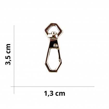 Mousqueton Carré à Base Étroite pour Sacs - Taille 1,3 x 3,5 cm - Argent -