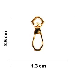 Narrow Base Square Carabiner for Bags - Size 1.3 x 3.5 cm - Gold