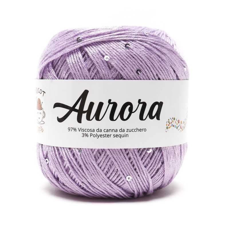 Filato Aurora con paillettes - colore Lilla, viscosa naturale per uncinetto e ferri