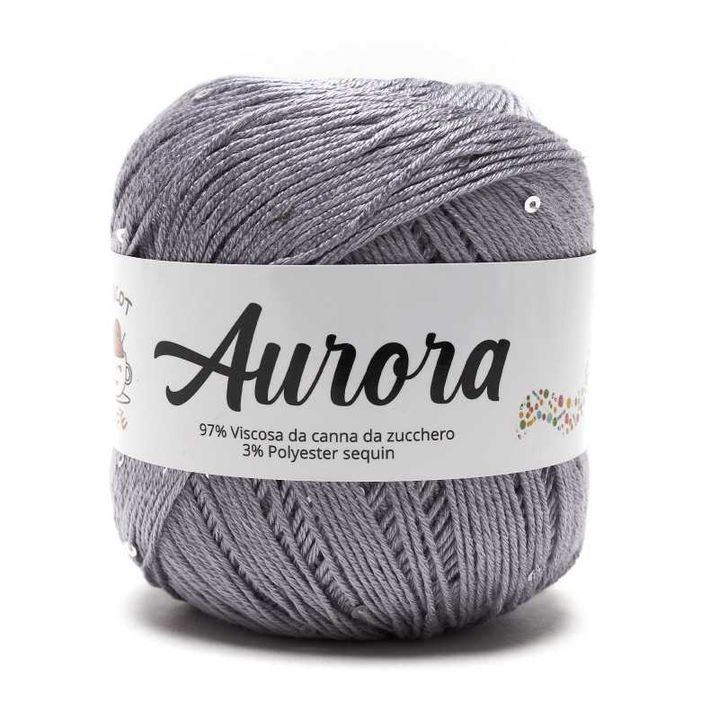 Filato Aurora con paillettes - colore Grigio, viscosa naturale per uncinetto e ferri