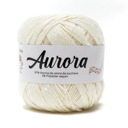 Filato Aurora con paillettes - colore Bianco, viscosa naturale per uncinetto e ferri
