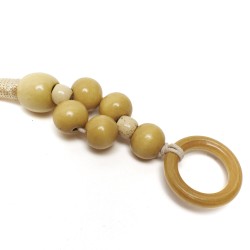 Pair of wooden bag handles rings and pearls - Size 48x5 cm - Cream - Detail