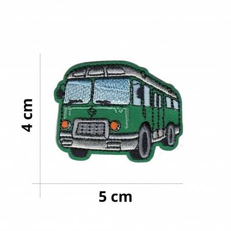 Green bus iron-on...