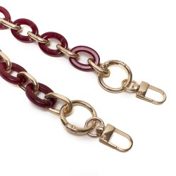 Resin Chain Handle for Crochet and Fabric Bags DIY - Size - 42.5x2cm - Red Marbled 372 - Detail