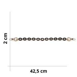 Resin Chain Handle for Crochet and Fabric Bags DIY - Size - 42.5x2cm - Black Marbled Resin 371