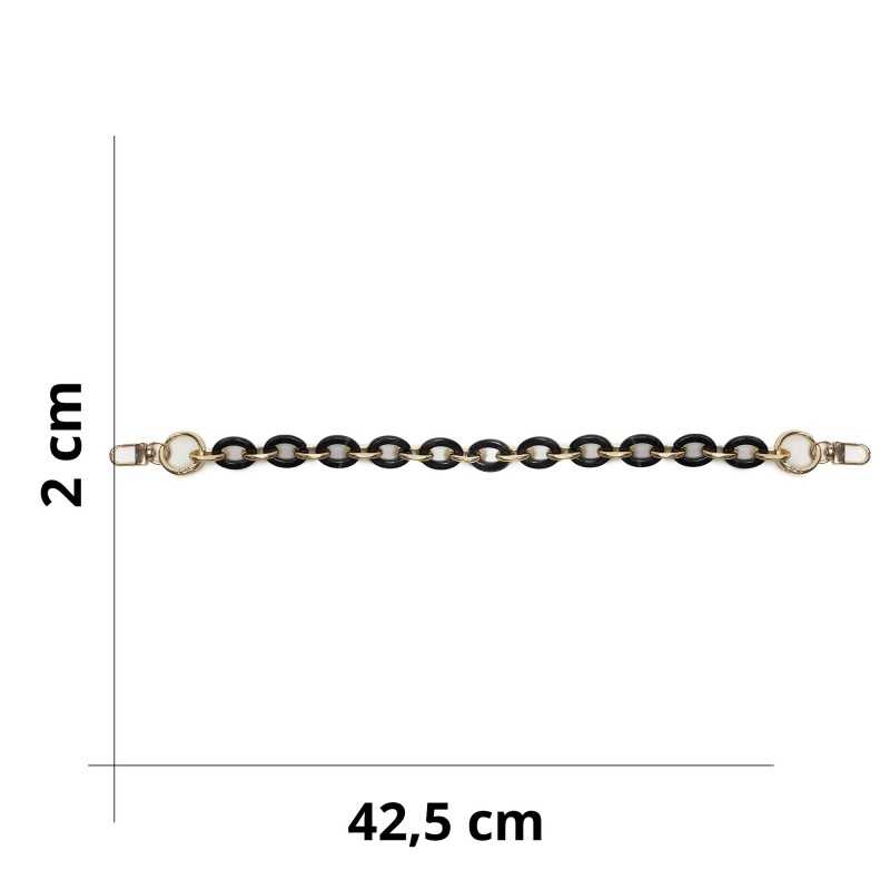 Resin Chain Handle for Crochet and Fabric Bags DIY - Size - 42.5x2cm - Black Marbled Resin 371