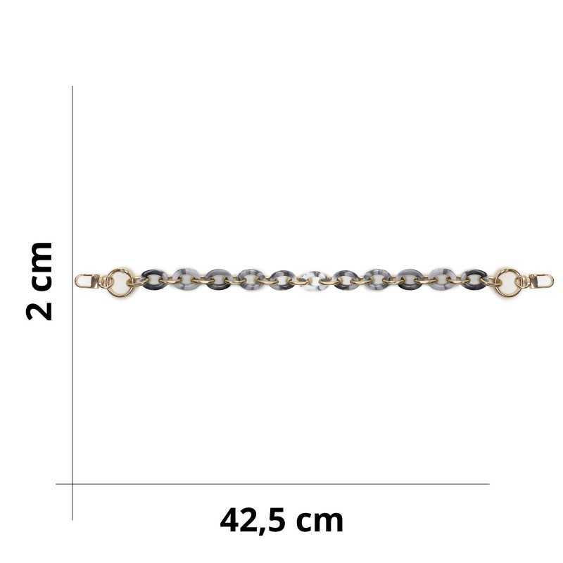 Resin Chain Handle for Crochet and Fabric Bags DIY - Size - 42.5x2cm - White Black Marbled 376