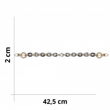 Resin Chain Handle for Crochet and Fabric Bags DIY - Size - 42.5x2cm - White Black Marbled 376