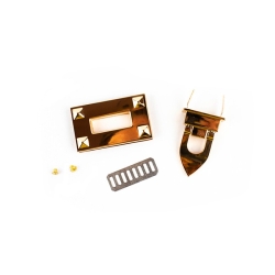 Chiusura borsa rettangolare borchiata - Oro - Misura 4,9x2,9cm