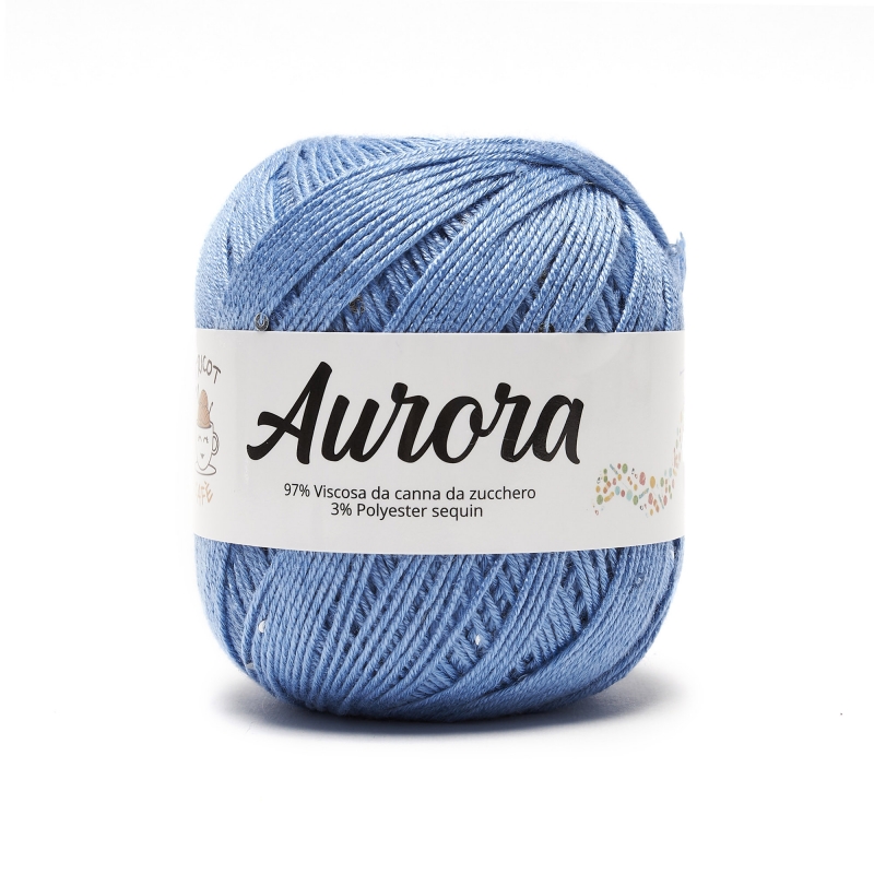 Filato Aurora con paillettes - colore Indaco, viscosa naturale per uncinetto e ferri