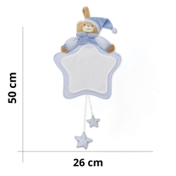 Birth bow with square-shaped bears to embroider