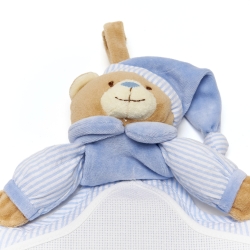 Birth bow with square-shaped bears to embroider