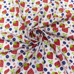 Tessuto Americano per Patchwork Puro Cotone " Cherries on Pink Gingham" - Al metro