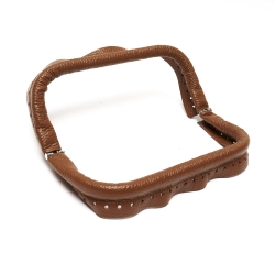 Rectangular bag bottom in genuine full grain leather for crochet bags - Size 25x8 cm