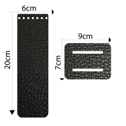Rectangular bag bottom in genuine full grain leather for crochet bags - Size 25x8 cm